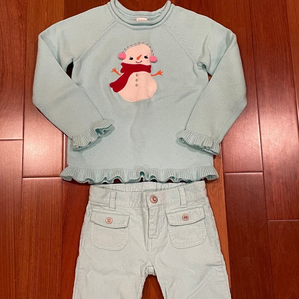 Gymboree Cozy Cutie snowman sweater/pants set size 5 6